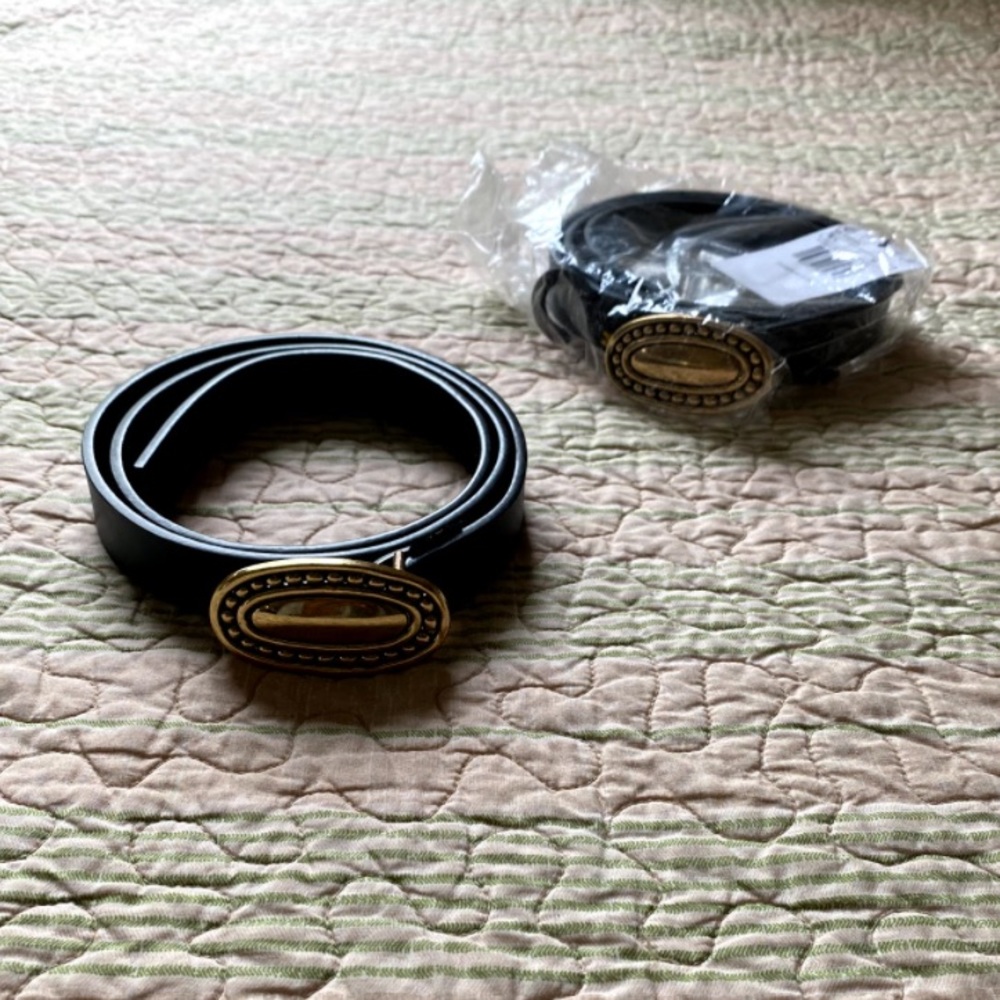 Mango Black Belt Gold Buckle Size M